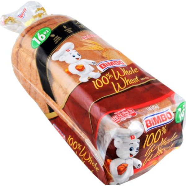 BIMBO - 100% WHOLE WHEAT BREAD - 16 OZ LOAF