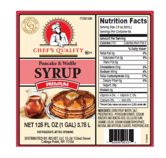 Chef's Quality Pancake & Waffle Syrup Premium - Gallon