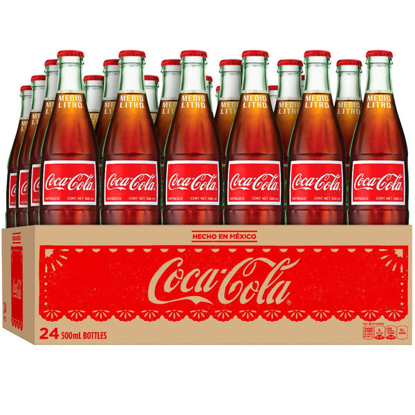 Coca-Cola Mexico Glass Bottles, 500 mL, 24 Pack