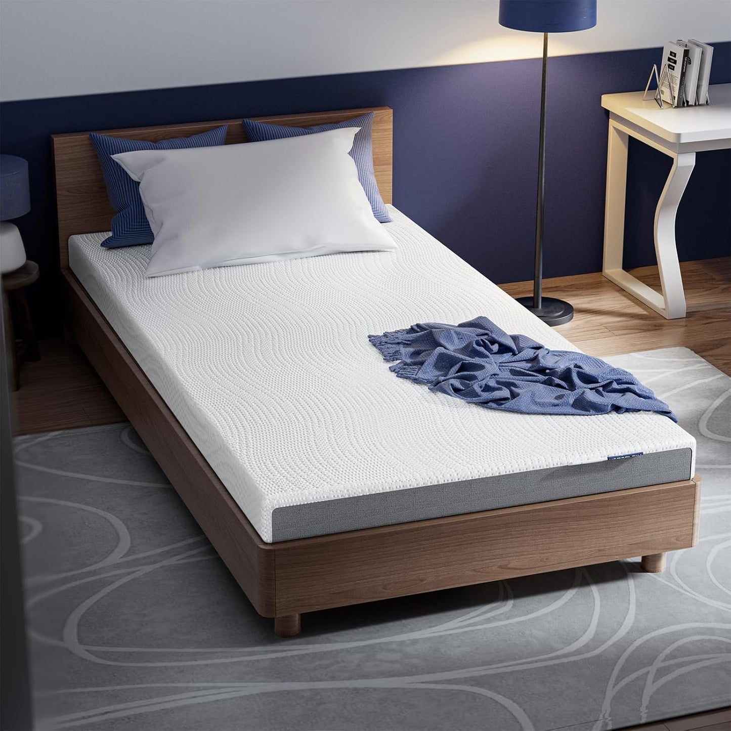 Cooling Mattress Topper Twin Size 4 Inch, Cooling Gel & Bamboo Charcoal Memory Foam Mattress Topper for Back Pain Relief, Firm Dual-Layer Foam Bed Pad with Removable Cover College Dorm