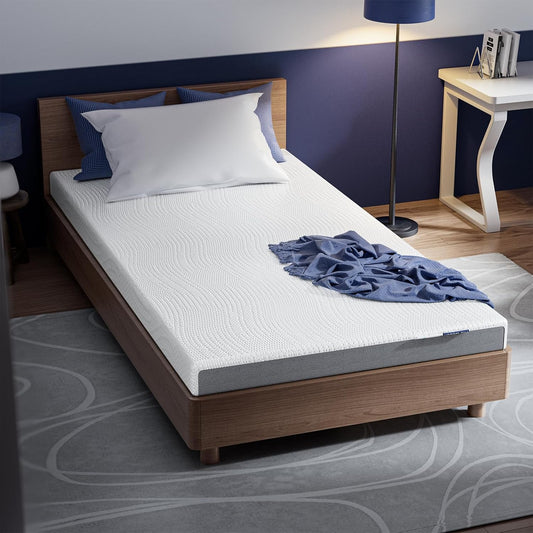 Cooling Mattress Topper Twin Size 4 Inch, Cooling Gel & Bamboo Charcoal Memory Foam Mattress Topper for Back Pain Relief, Firm Dual-Layer Foam Bed Pad with Removable Cover College Dorm